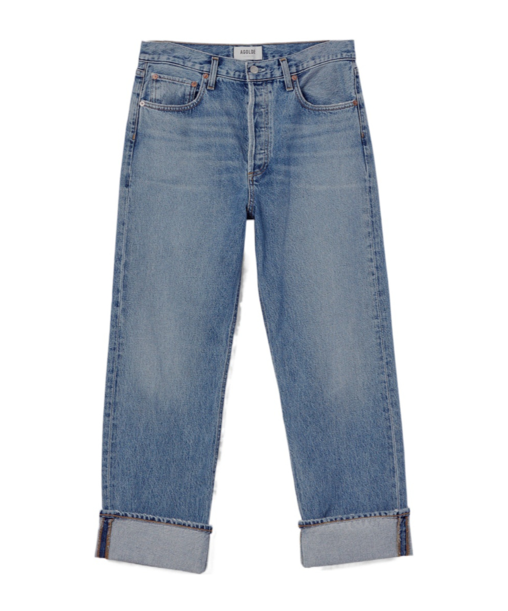 Agolde Fran Invention Low-slung Straight Jeans In Light Blue
