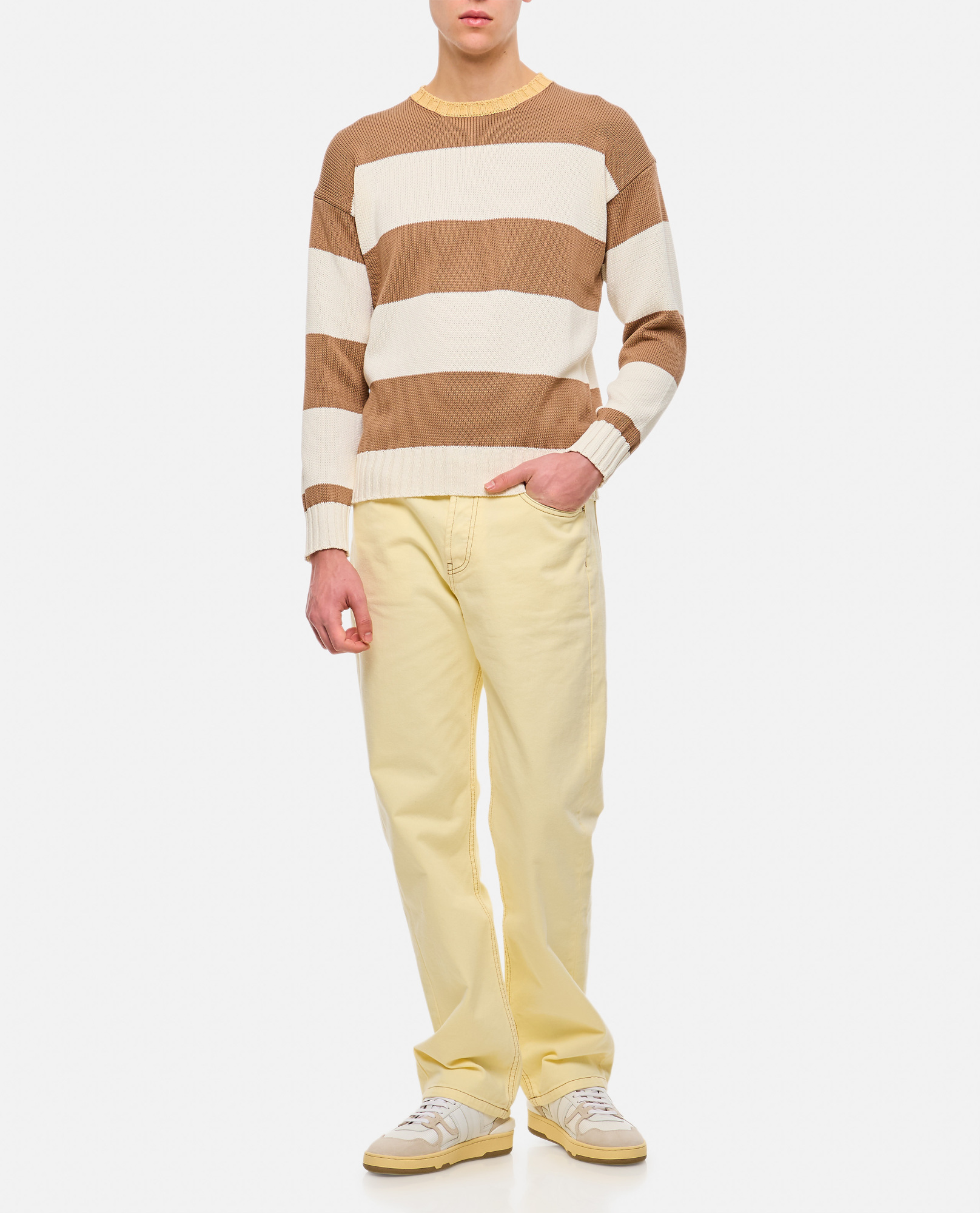 Drumohr Stripe Crewneck Sweater In Pink