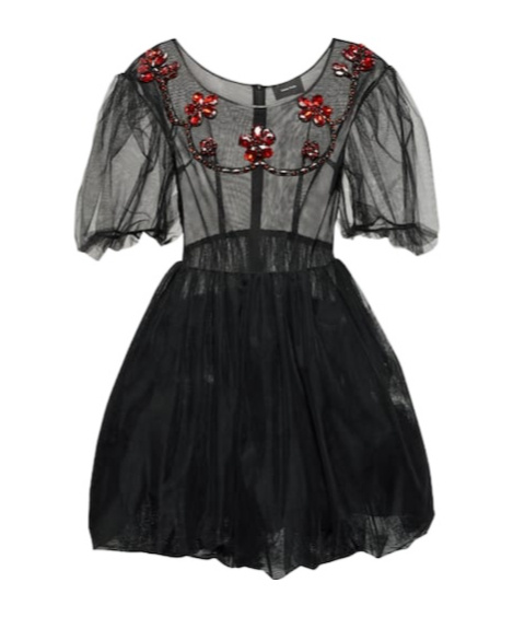Simone Rocha Embellished Tulle Minidress In Black