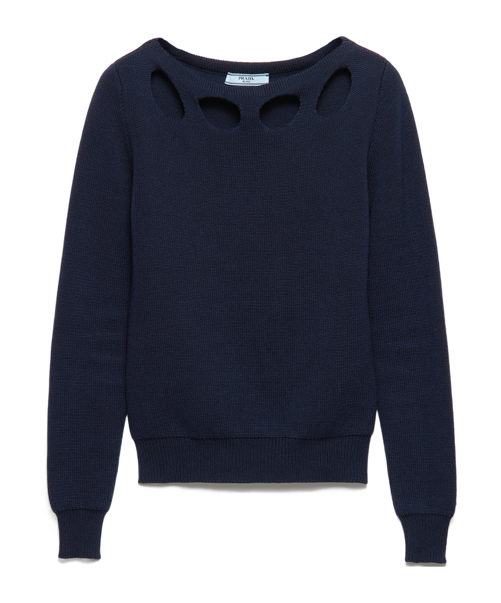 Prada Pullover Aus Baumwolle Mit U-boot-ausschnitt In Blue