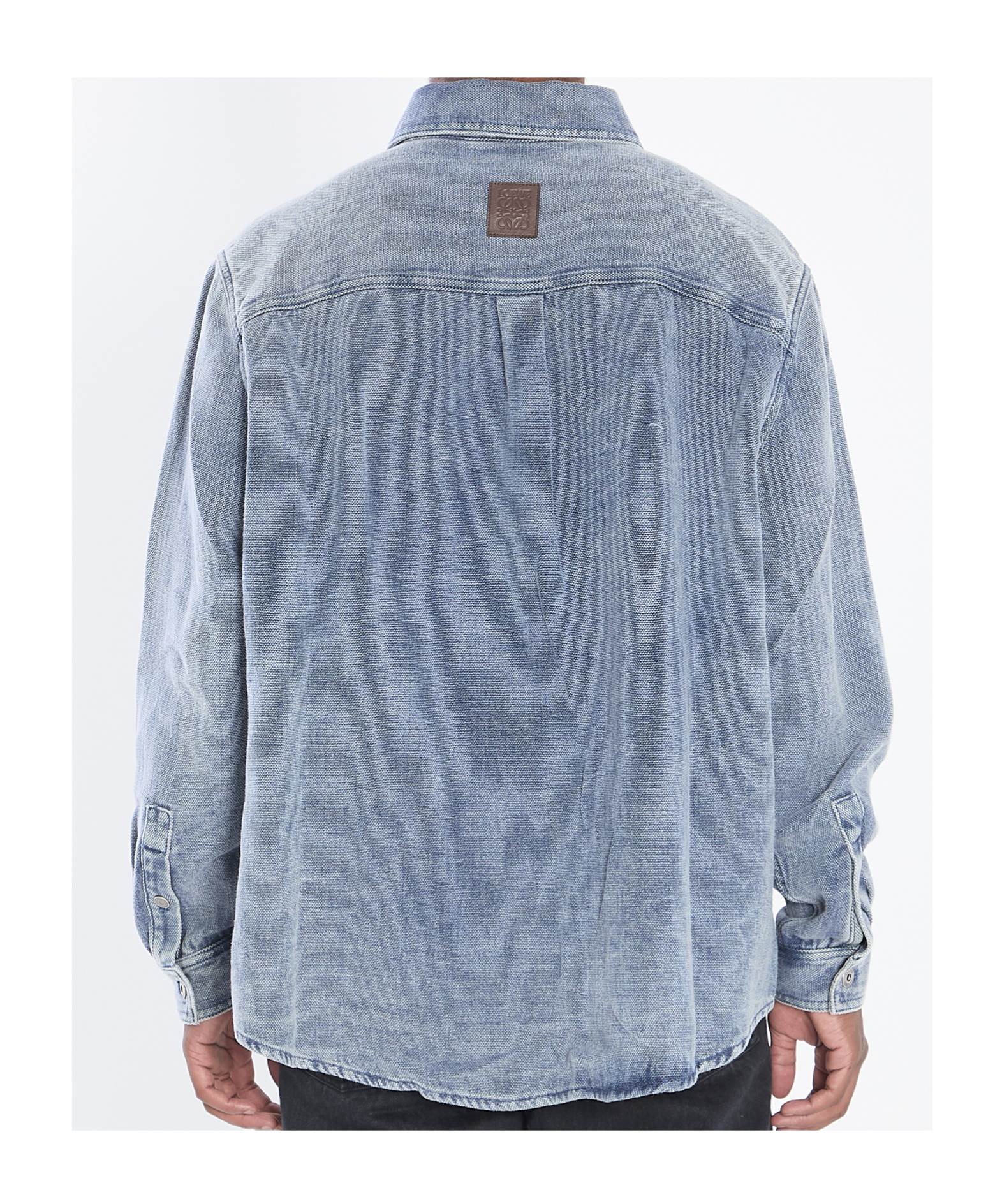 Loewe Cotton Linen Long Sleeve Shirt In Blue