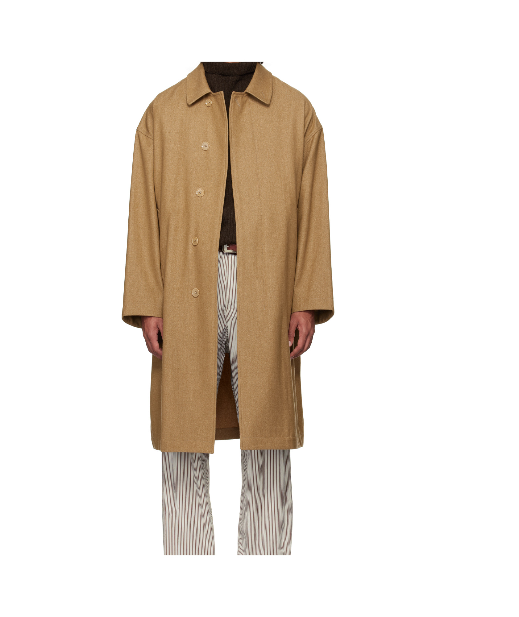 Lemaire Blended Twill Coat In Brown