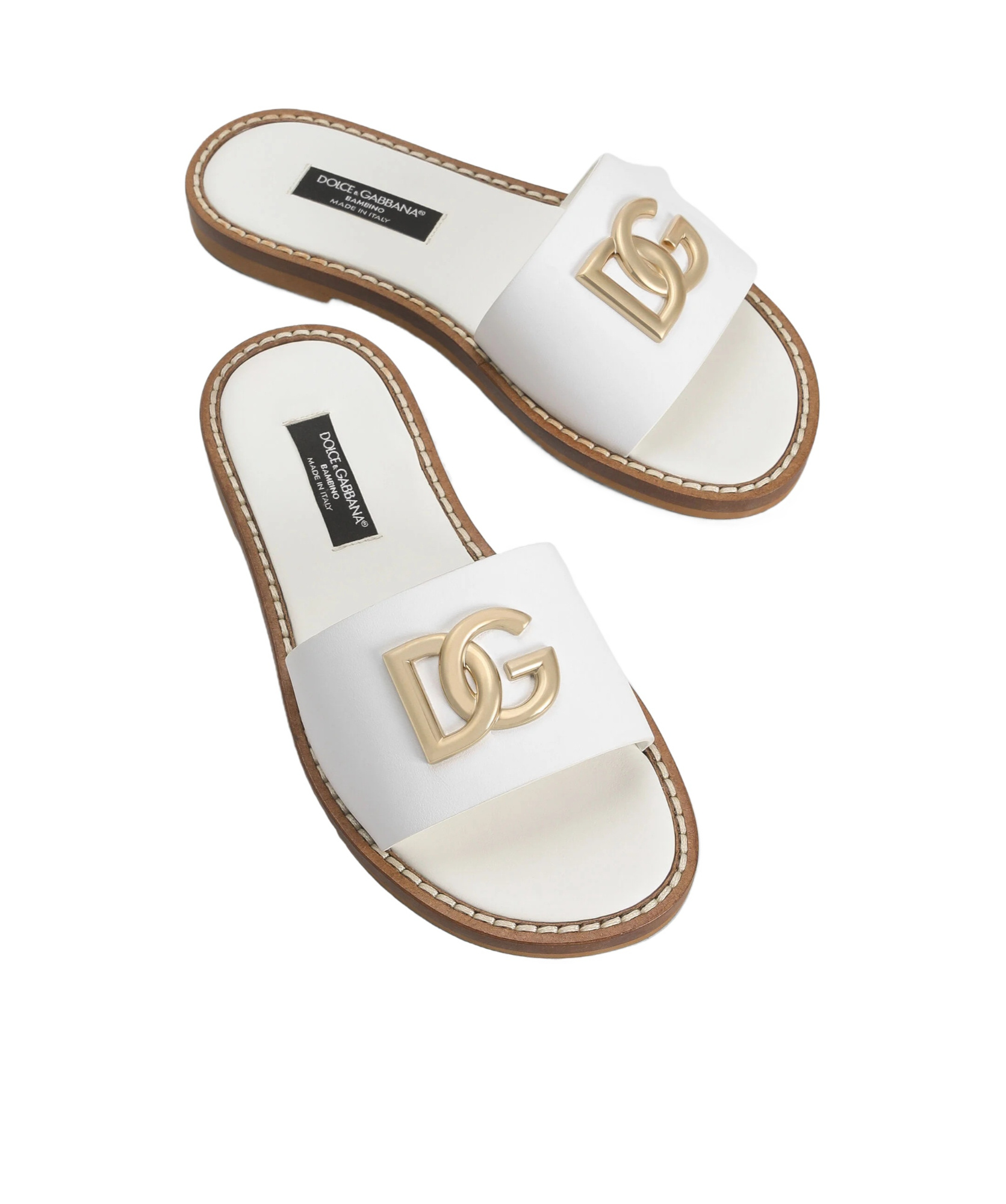 Dolce & Gabbana Logo Leather Sandals In White