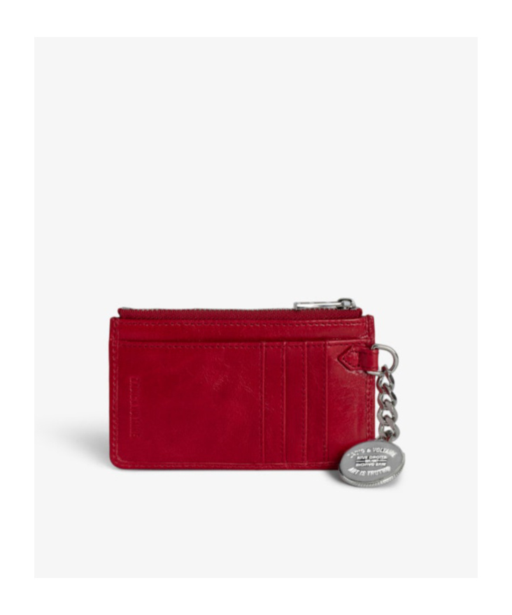 Zadig & Voltaire Sunny Leather Card Holder In Red