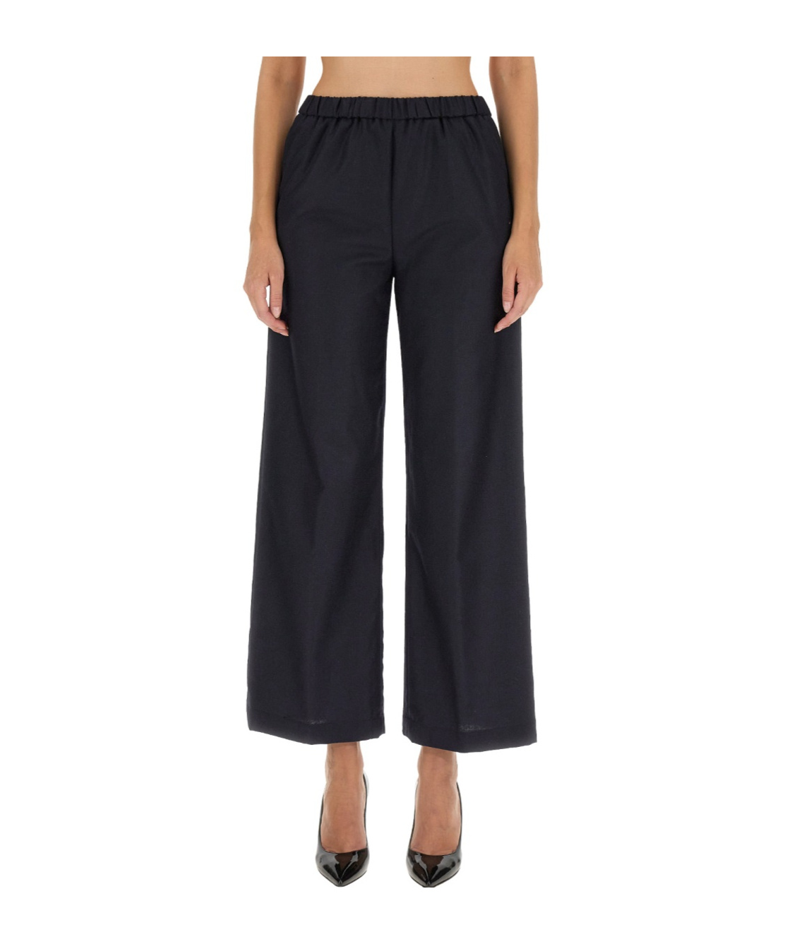 Aspesi Tailored High-waist Pants With Wide Legs In Black