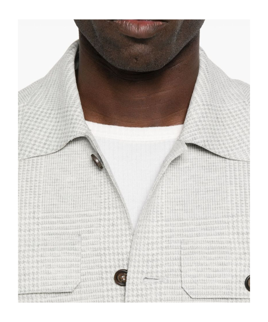 Eleventy Slim Fit Plaid Overshirt In White