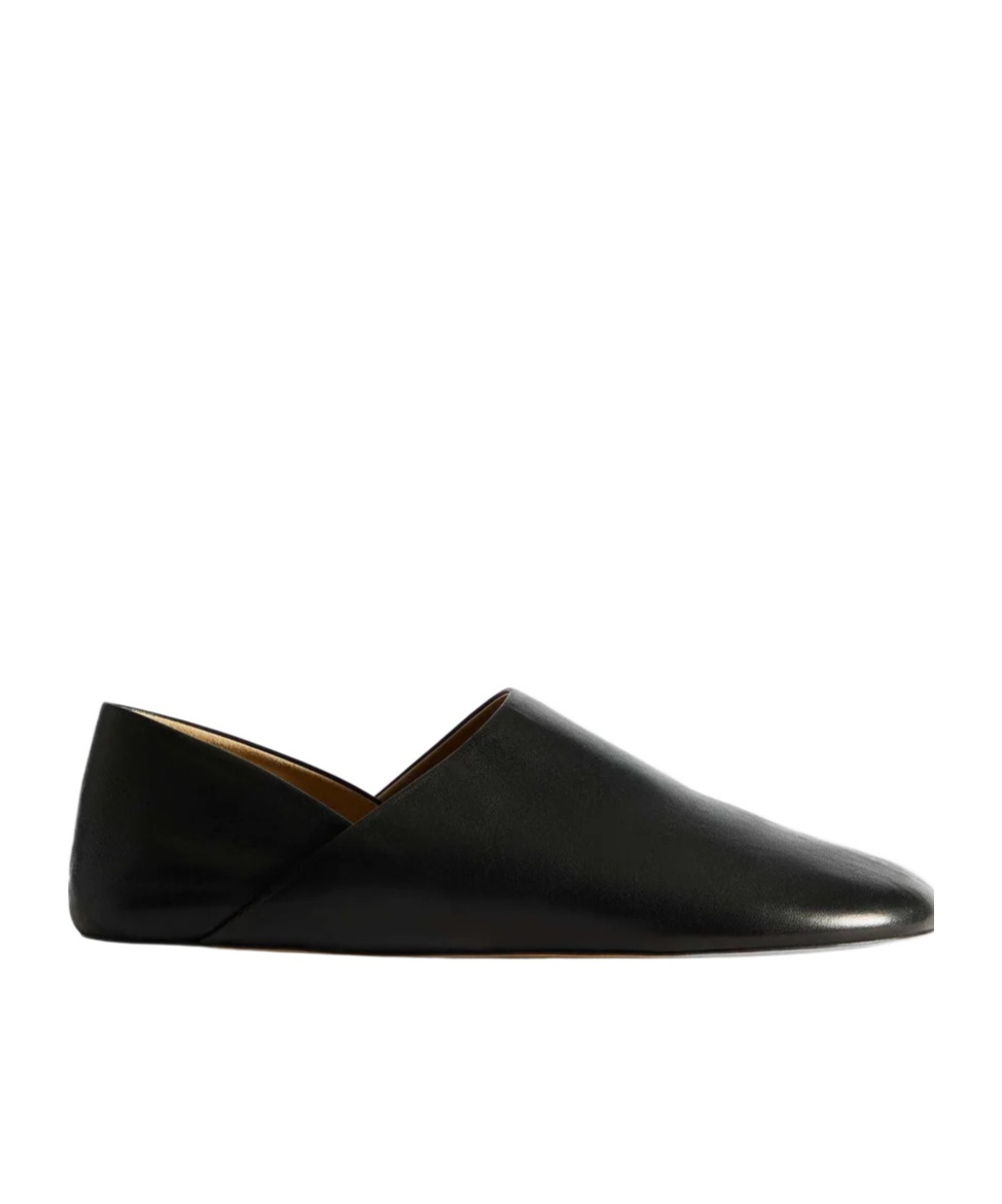 Jw Anderson Babouche Flat Leather Mules Round Toe In Black