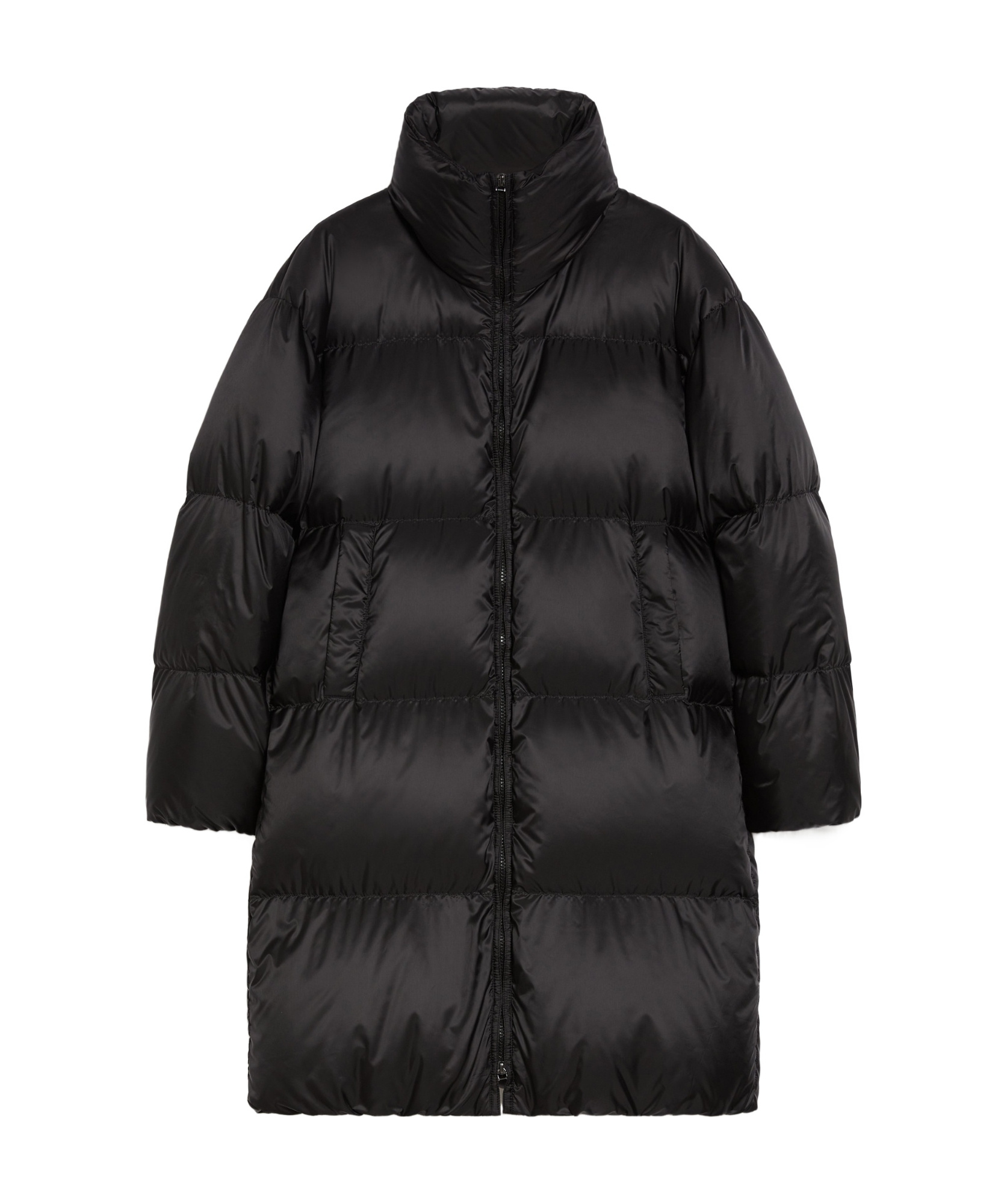 Max Mara Waterproof Long Down Jacket In Black