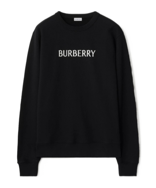 Burberry Black Slim Cotton Terry-effect Sweatshirt In Black