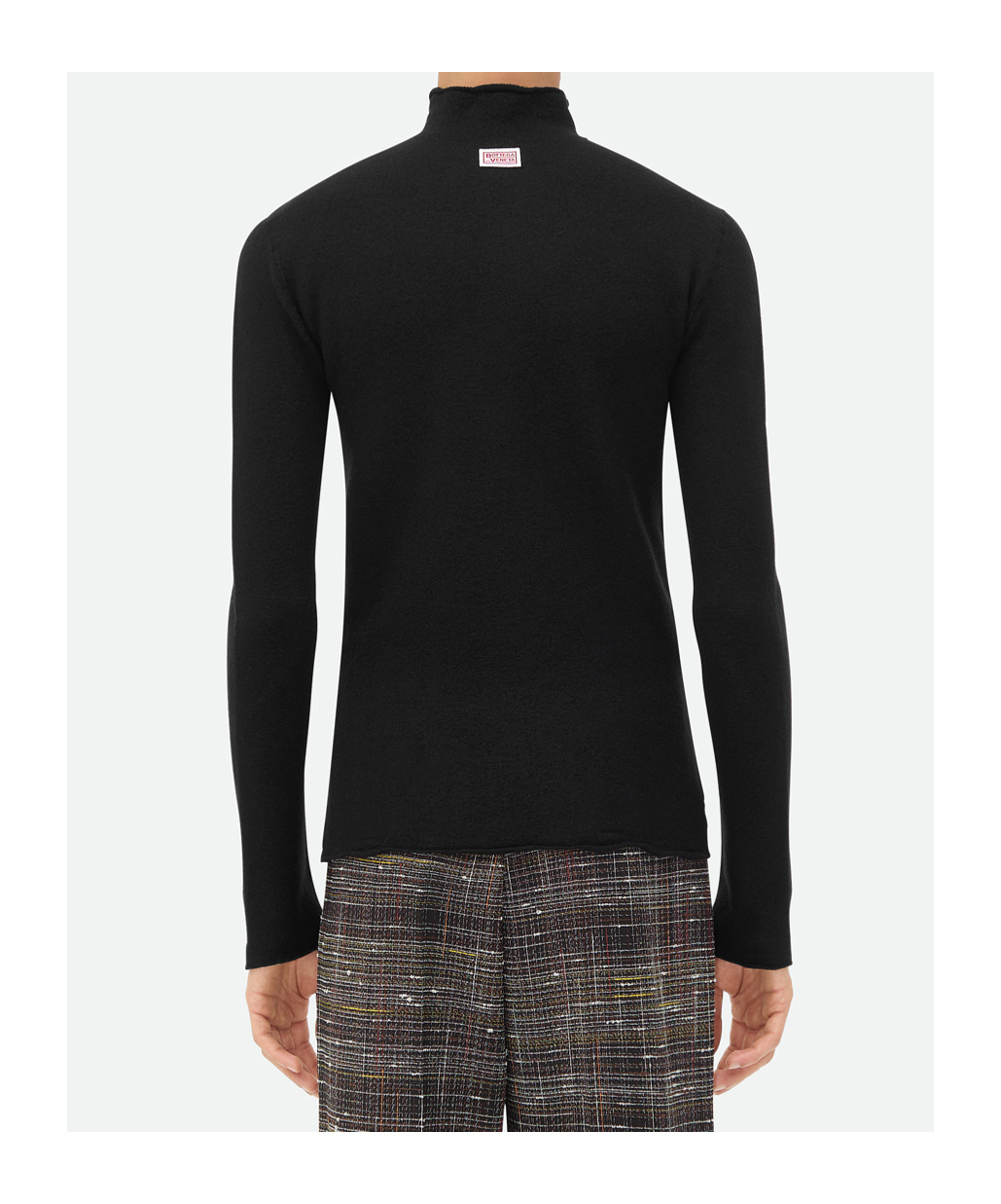 Bottega Veneta Men Distorted High Neck Wool Sweater In Black