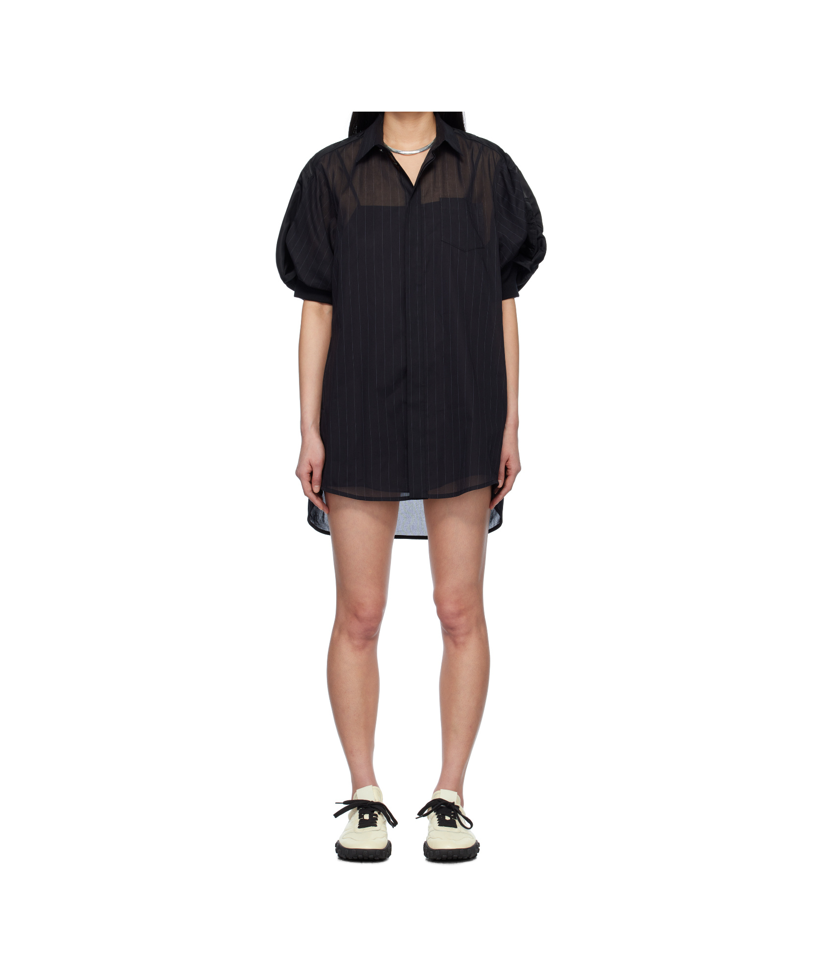 Sacai Pinstripe Dress In Black