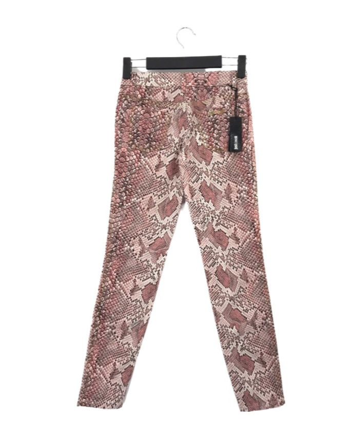 Just Cavalli Snake Pattern Denim Trousers In Nude