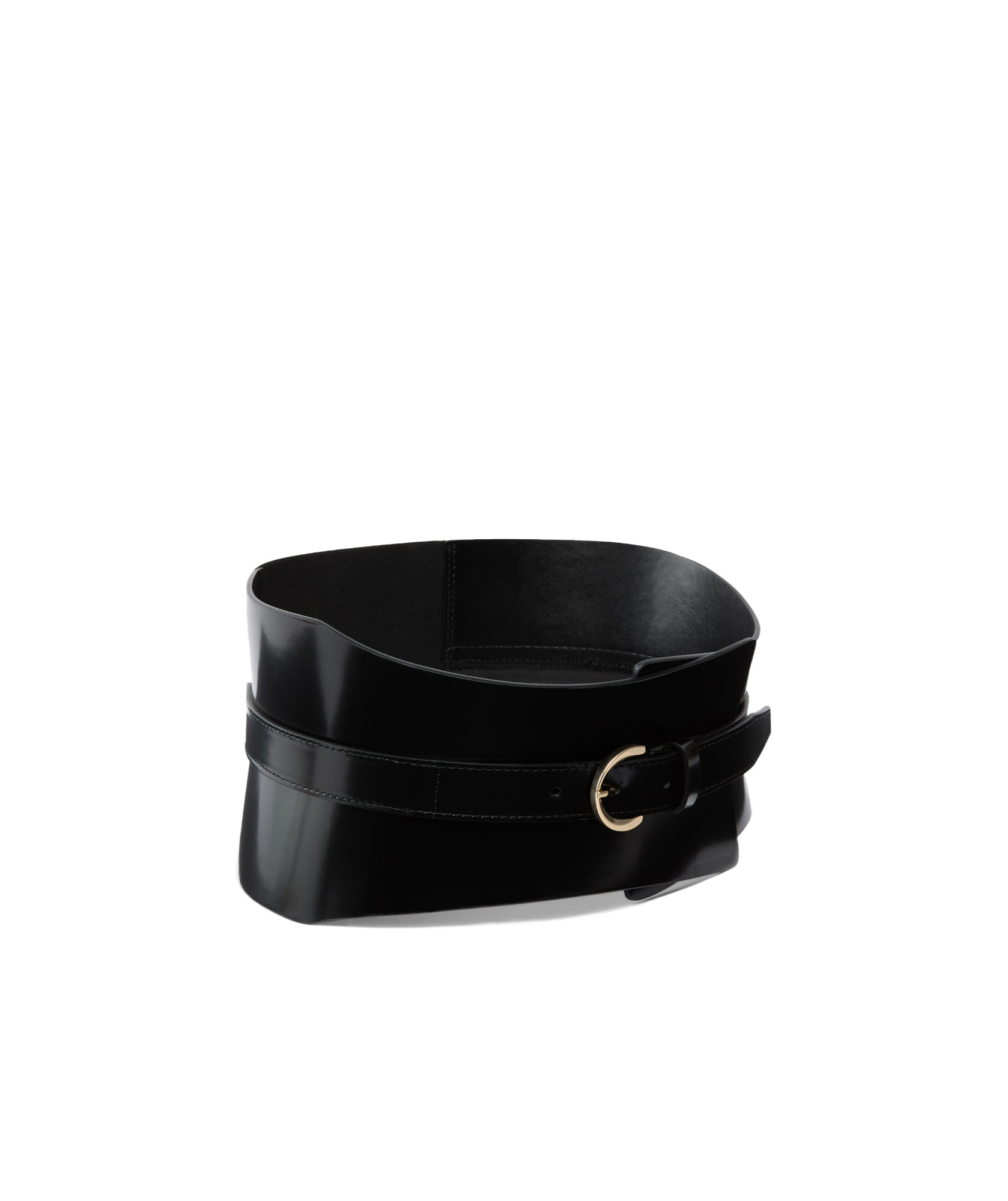 Pinko Wide Glossy Finish Elastic Back Belt In Black