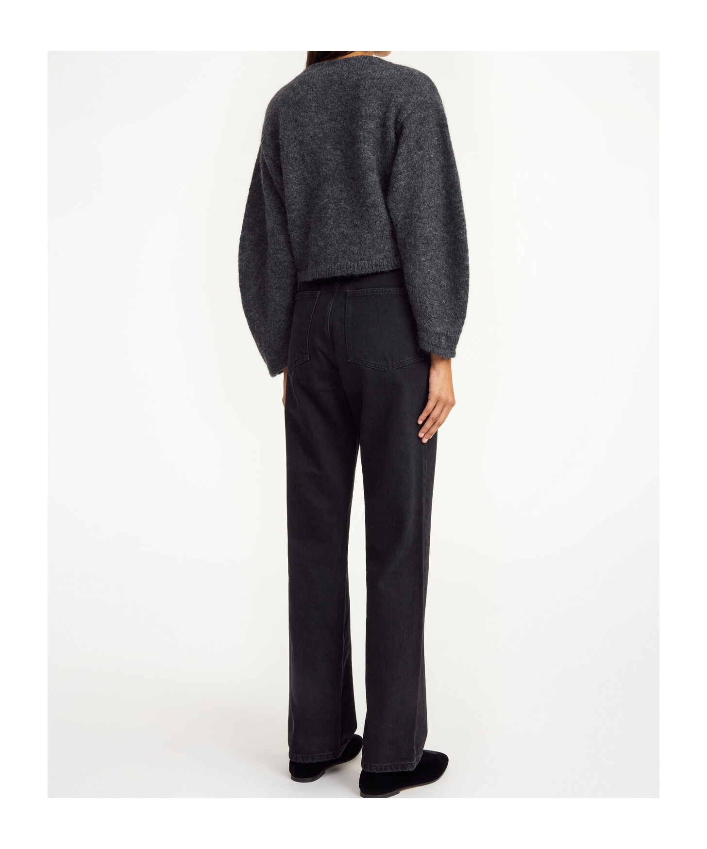 By Malene Birger Zharea Cropped Knit Wool-blend Cardigan In Black