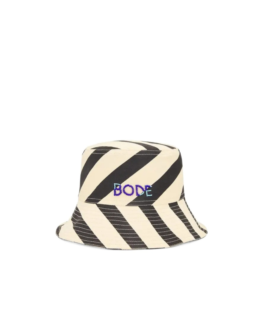 Bode Domino Stripe Bucket Hat In Neutral