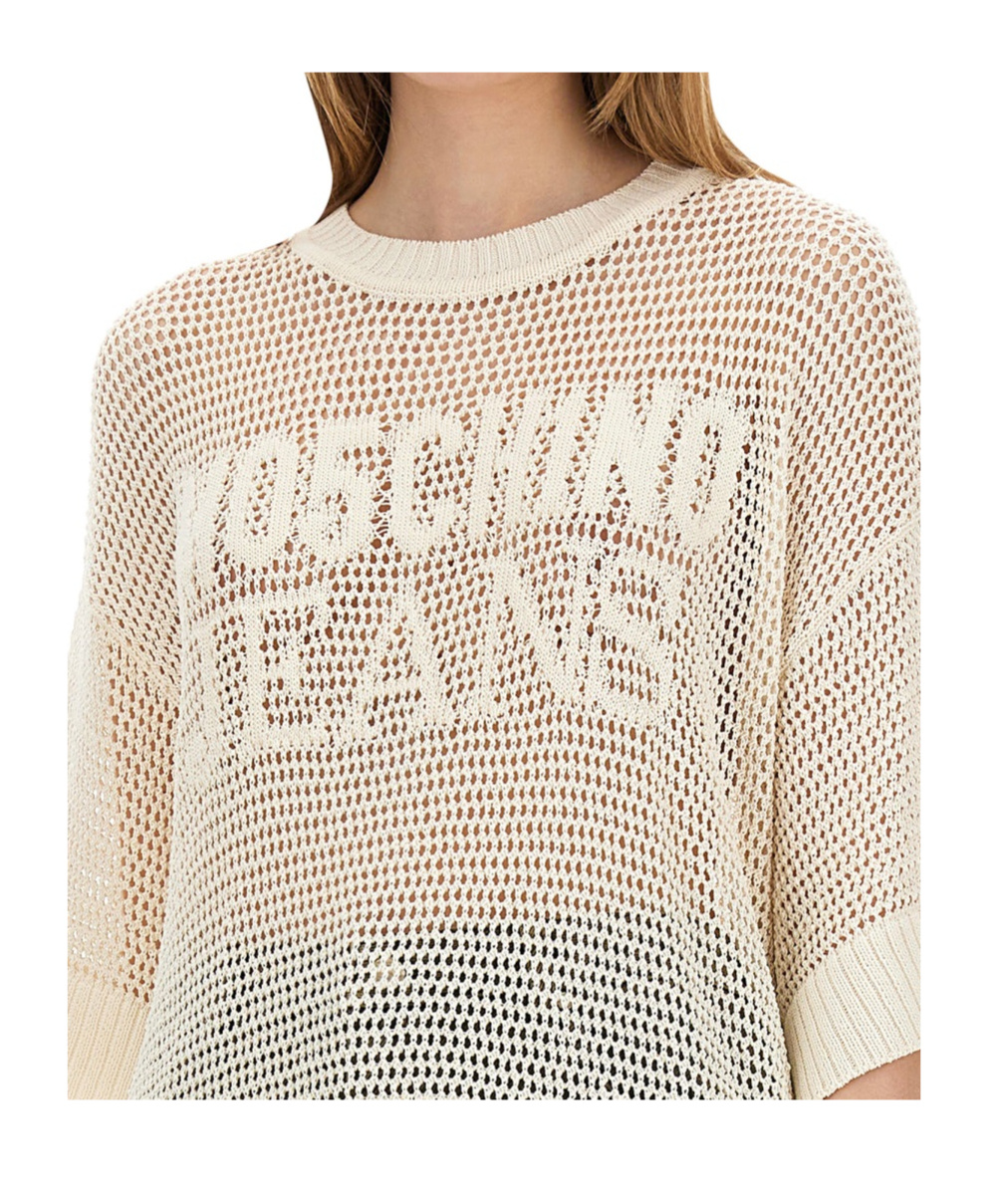 Moschino Logo Mesh Oversize Knitwear In White
