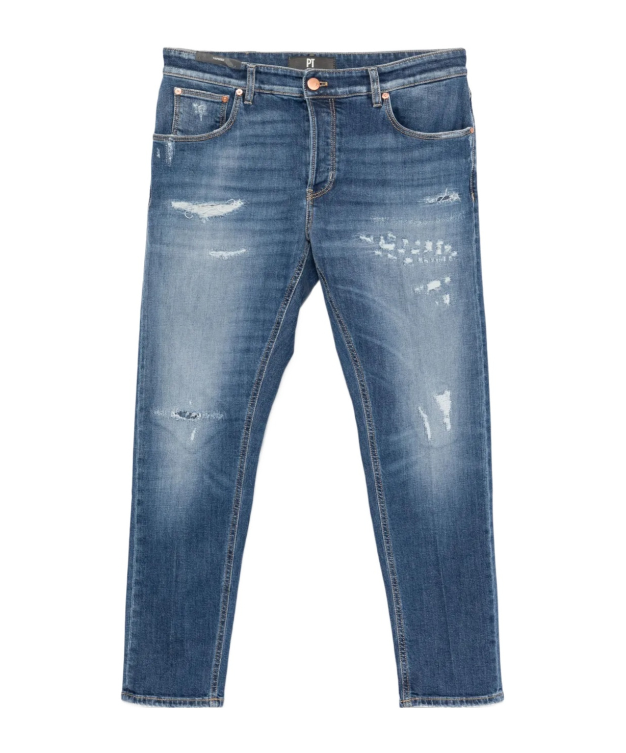 Pt Torino Distressed Jeans In Blue
