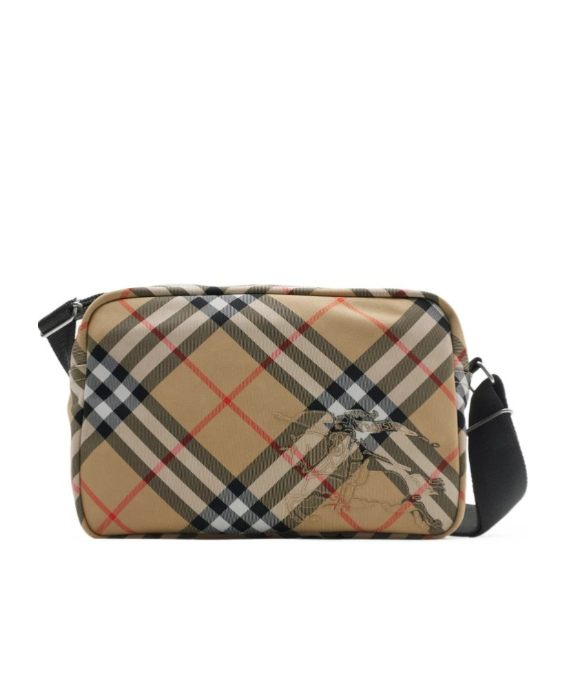 Burberry Vintage Check Messenger Bag With Silver Hardware In Brown