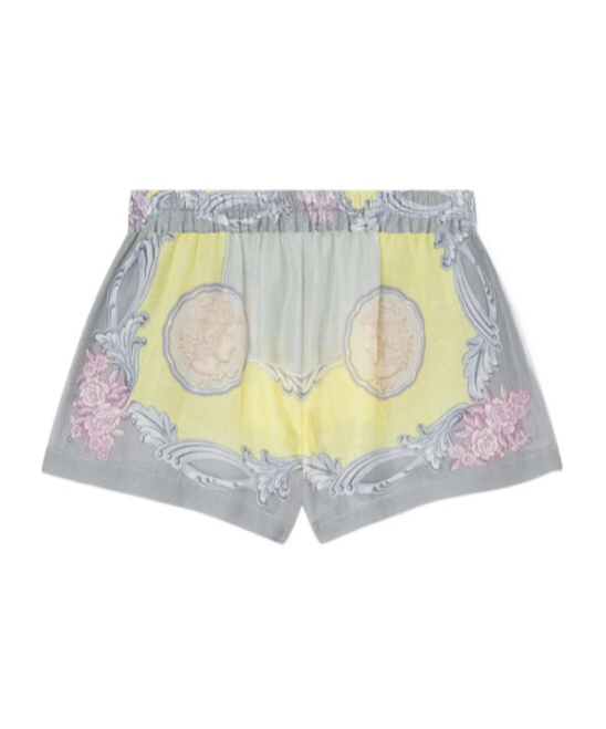 Shop Versace Cotton-silk Shorts In Stamp