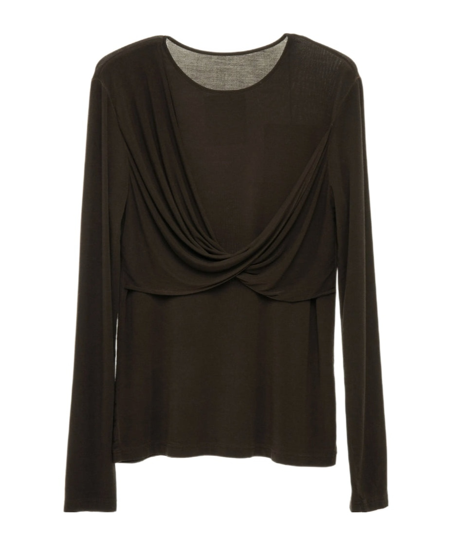 Uma Wang Jersey Top With Twisted Detail In Brown