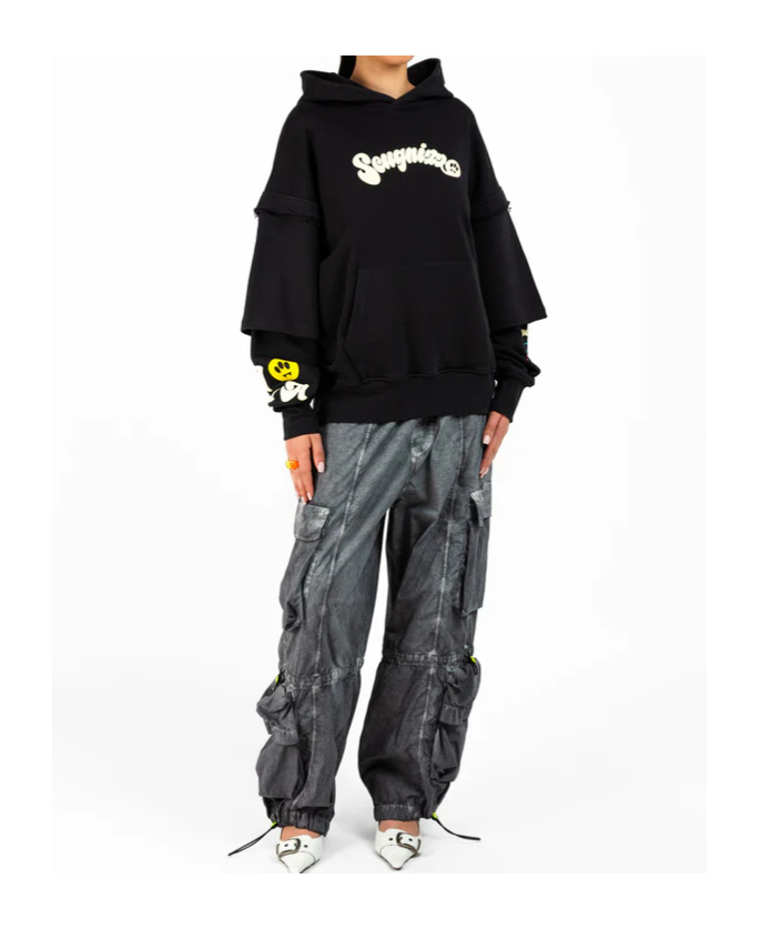 Barrow Layered Graphic-print Hoodie In Black