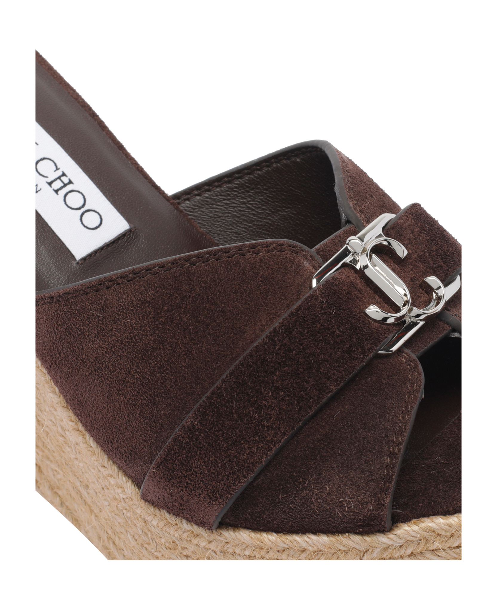 Jimmy Choo 100mm Leather Wedge Espadrille Sandals In Black
