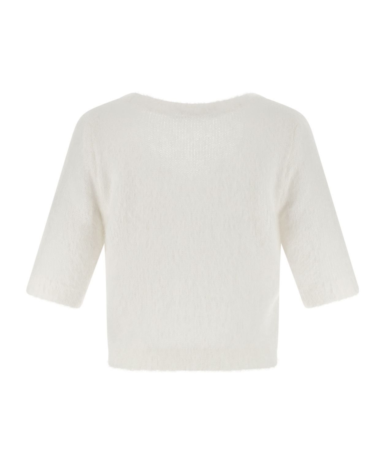 Alessandra Rich Short Sleeve Mohair Sweater In White