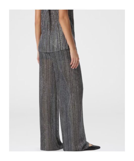 Missoni Metallic Striped Wide-leg Trousers In Gray