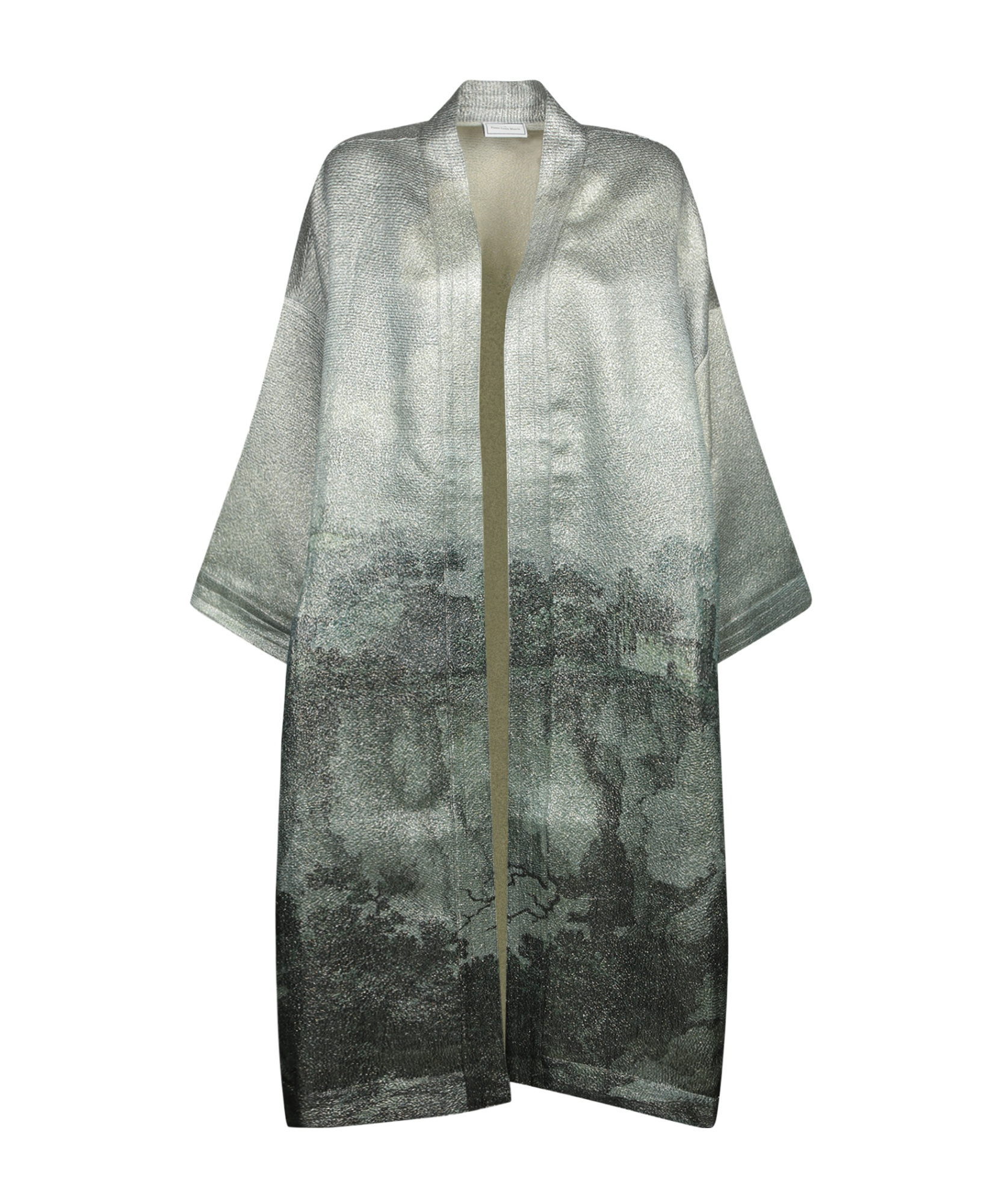 Pierre-louis Mascia Abstract-print Open-front Jacket In Gray
