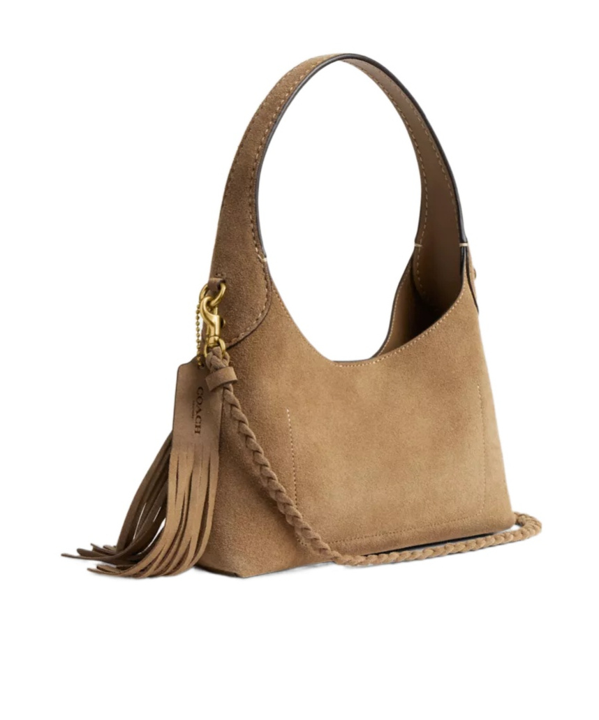 Coach Brooklyn 23 Suede Fringe Shoulder Bag In Nude