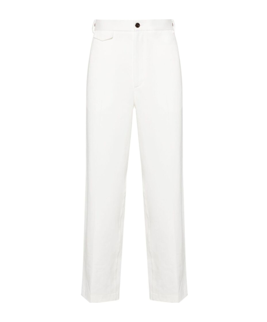 Gucci Web-detail Cotton Trousers In White