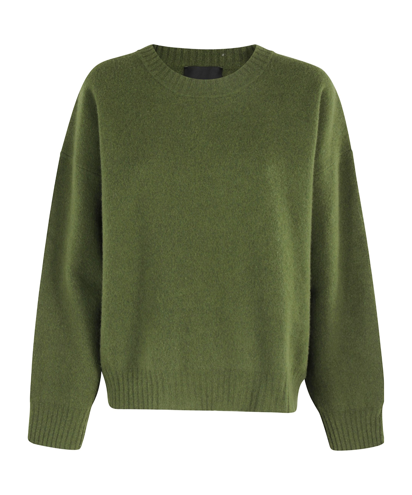 Roberto Collina Oversized Crew Neck Sweater In Musk Merino Wool In Green