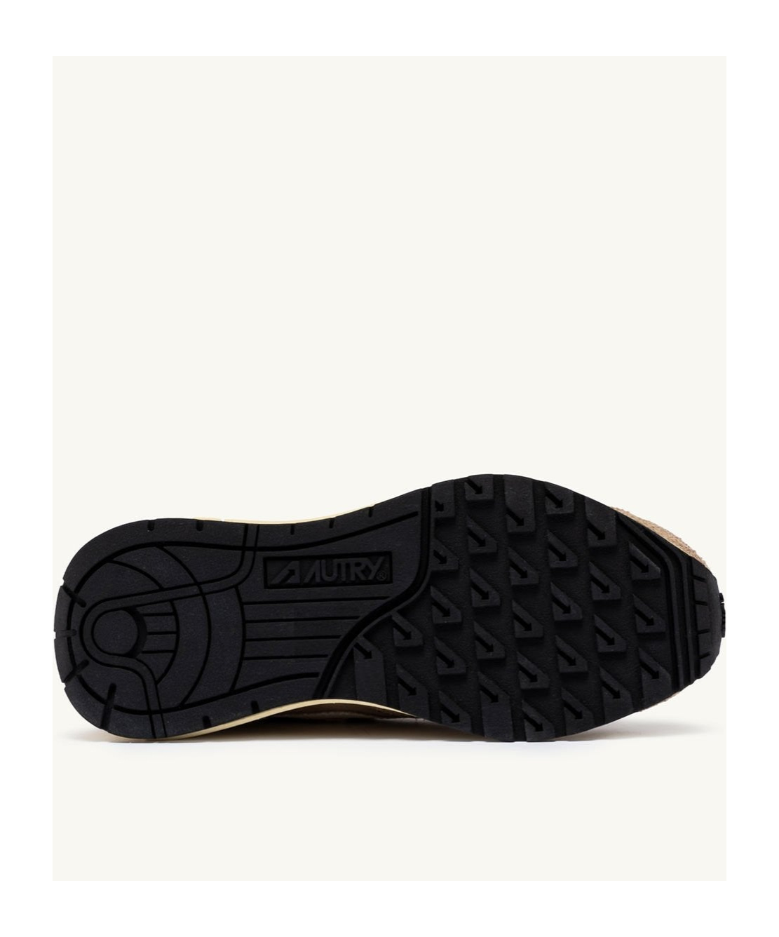 Autry Reelwind Low Nylon And Leather Craquele Pepper And White Sneakers In Nude