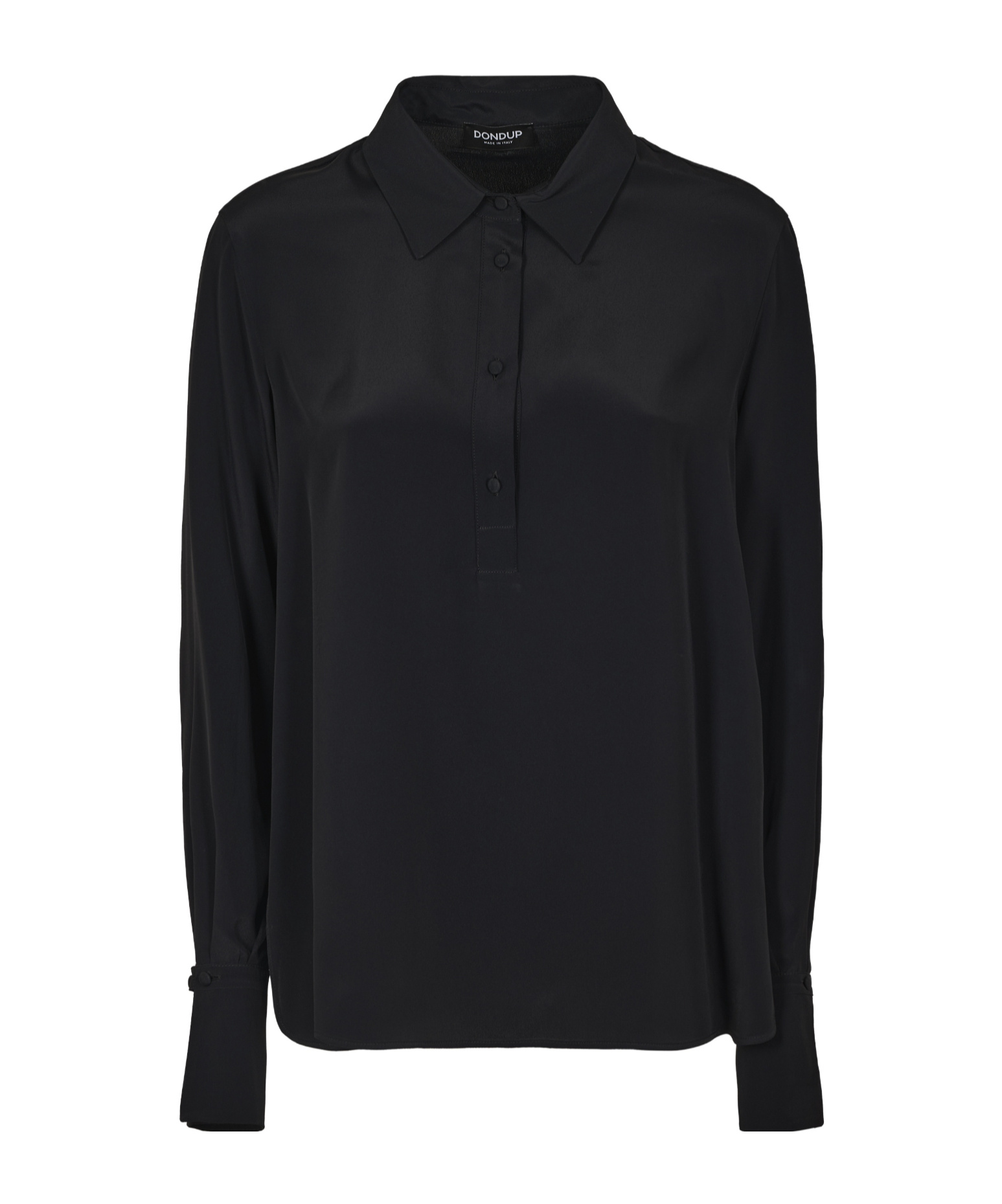 Dondup Black Button-down Long Sleeve Shirt With Classic Collar In Black