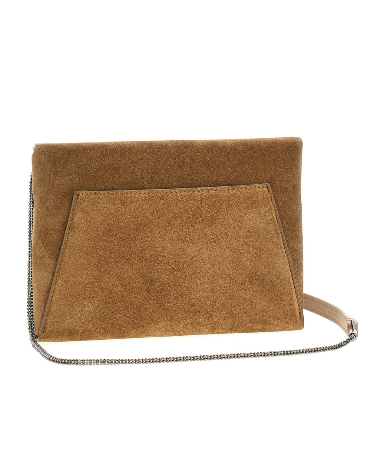 BRUNELLO CUCINELLI MONILI-EMBELLISHED SUEDE CLUTCH BAG