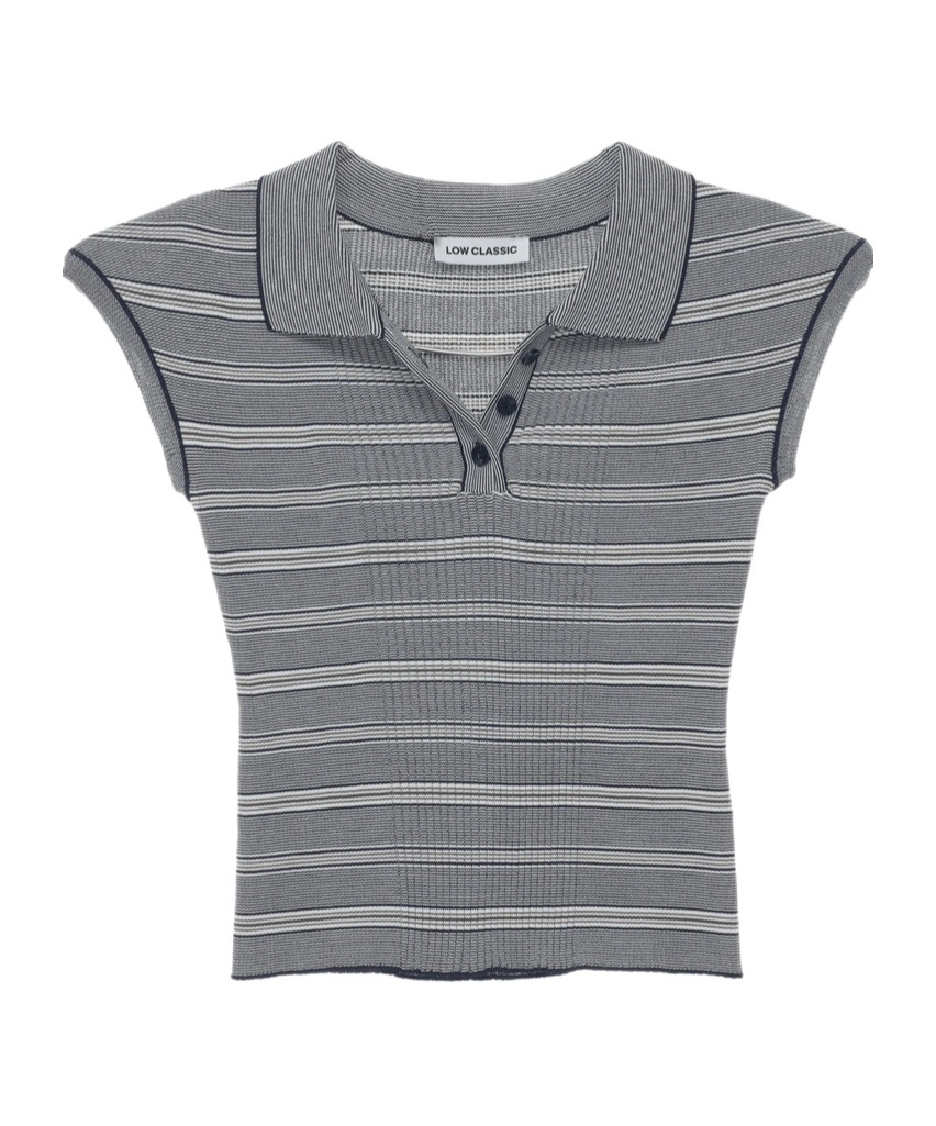 LOW CLASSIC STRIPED KNIT POLO SHIRT