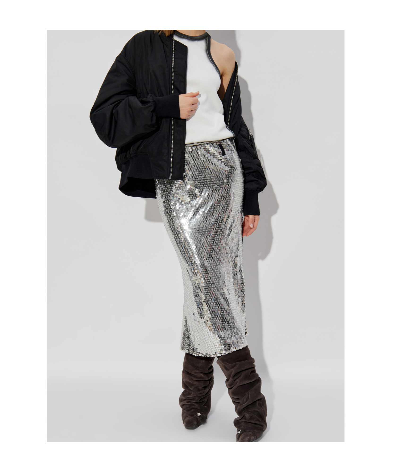 Shop Attico Bishop-sleeves Bomber Jacket In Black