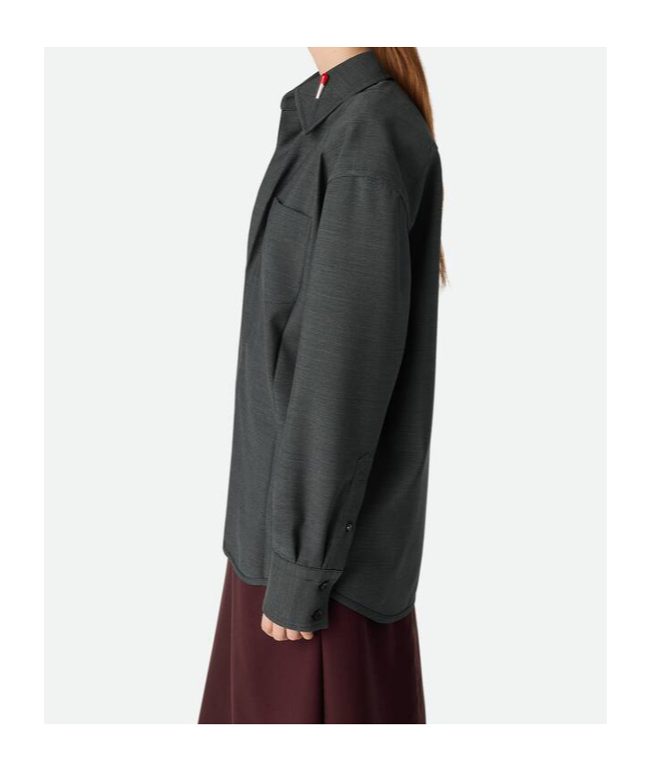 Shop Bottega Veneta Light Wool Shirt In Dark Grey Mixed Colors