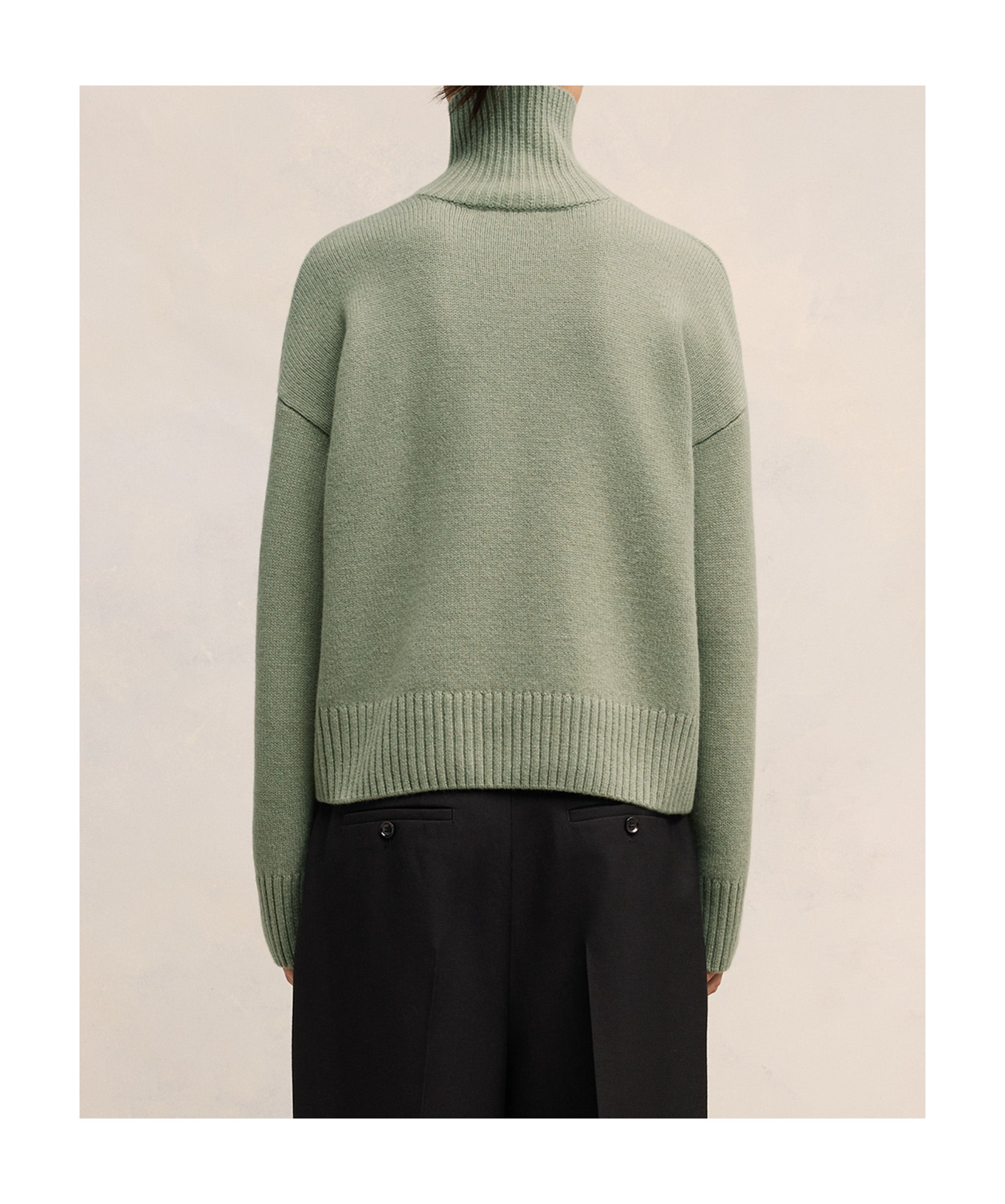 Ami Alexandre Mattiussi Wool Cashmere Funnel Neck Sweater In Green