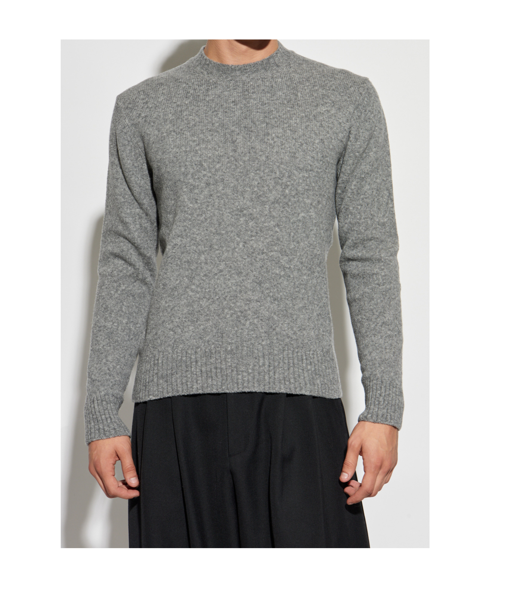 Dolce & Gabbana Sweater With Round Neck In Wool Blend In Gray
