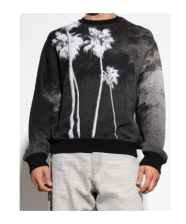 Palm Angels Palm Culture Print Crewneck Sweater In Black