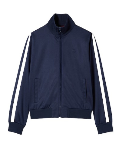 Gucci Technical Jersey Zip Jacket With Embroidery In Blue