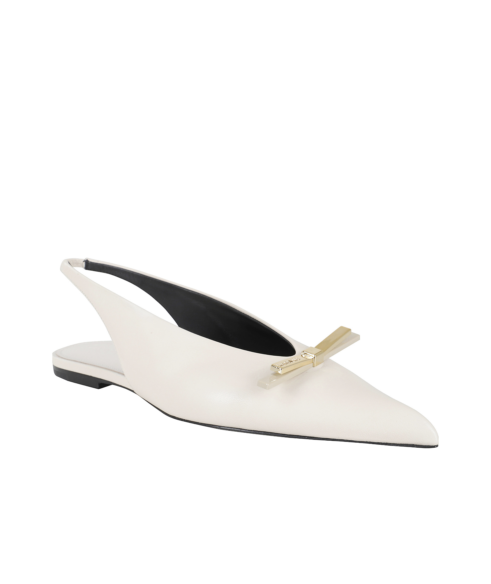 Lanvin Bow Flat Slingback In White
