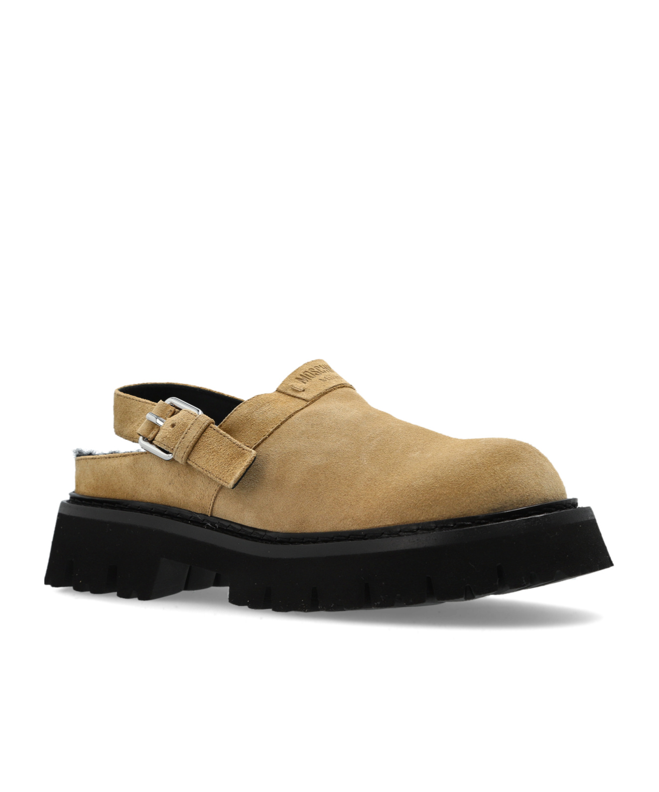 Moschino Buckle Strap Mules In Nude