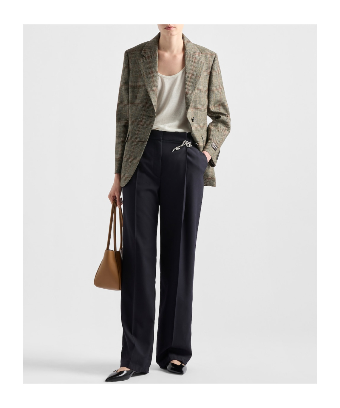 Prada Embellished Wool Gabardine Wide-leg Pants In Blue