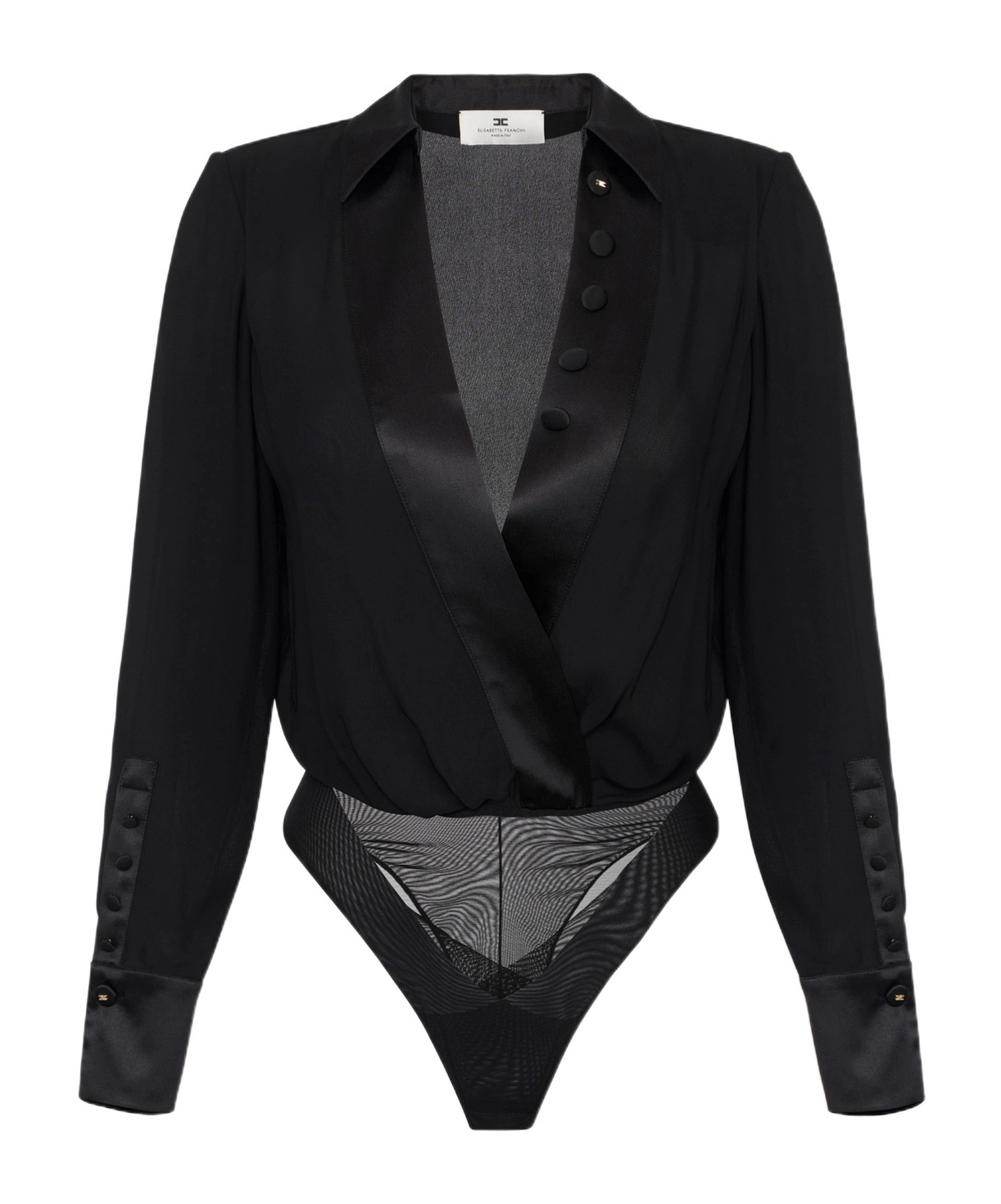 Elisabetta Franchi Panelled Button-cuff Bodysuit In Black
