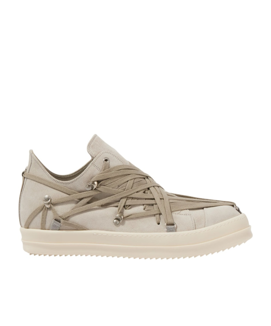 Rick Owens Megalace Sneakers In Suede In Nude