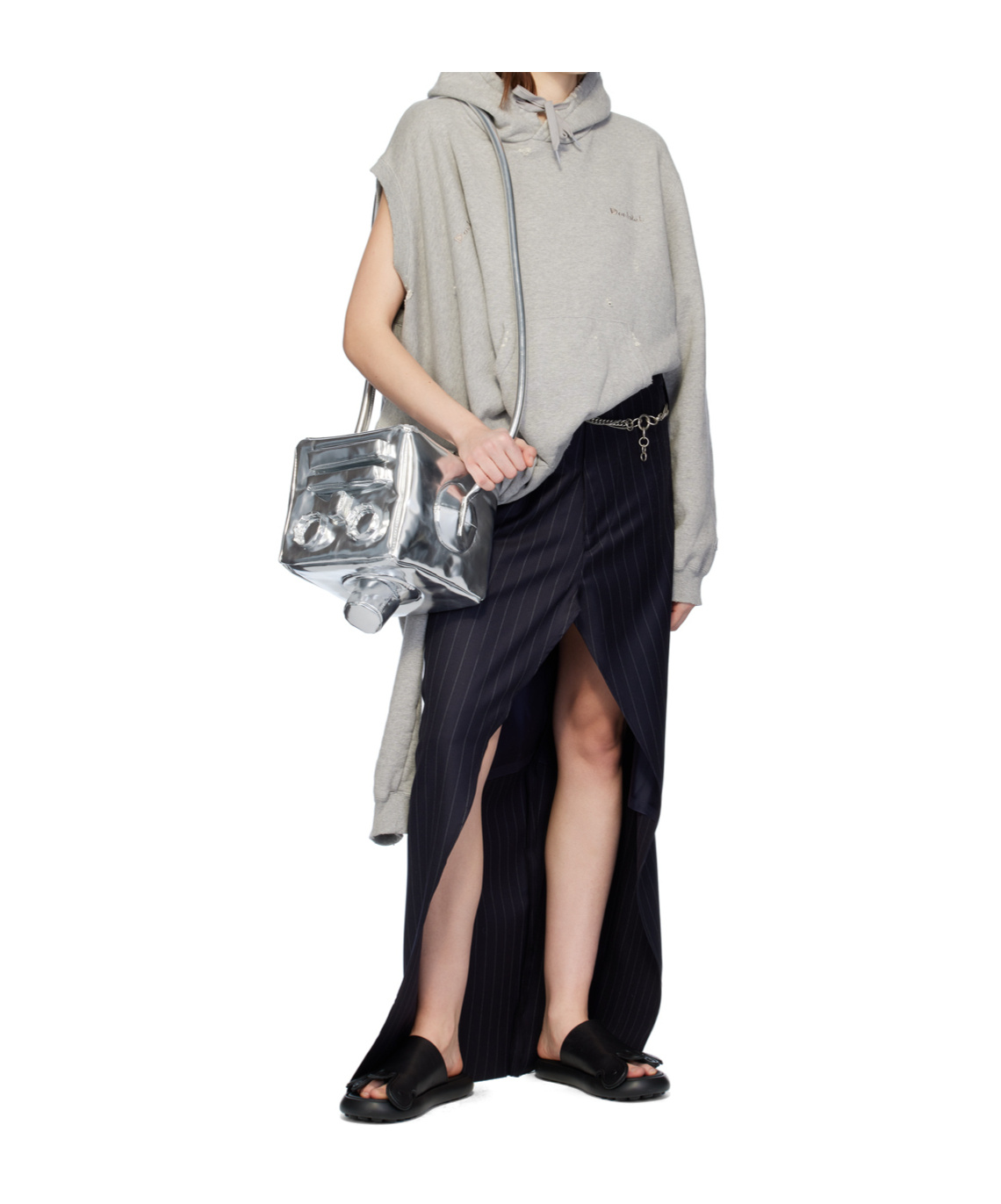 Doublet Black One Leg Maxi Skirt In Black