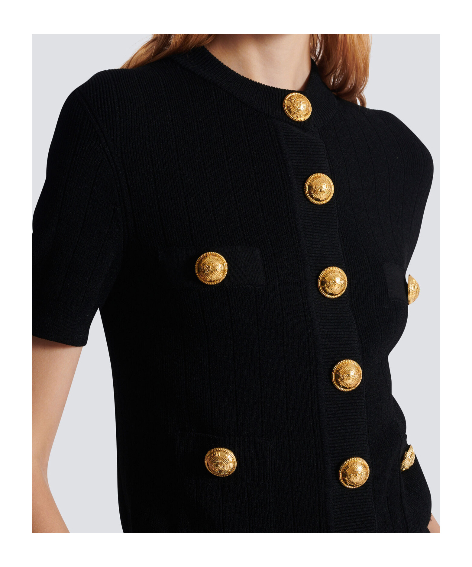 Shop Balmain 4-pocket Knitted Cardigan In Black