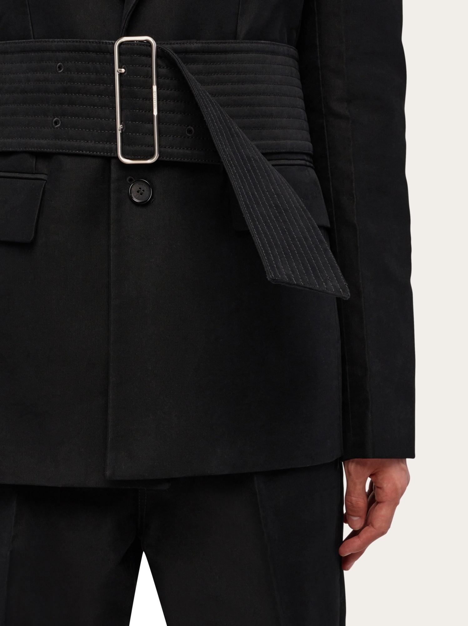 Ferragamo Wide-belt Suit Coat In Black